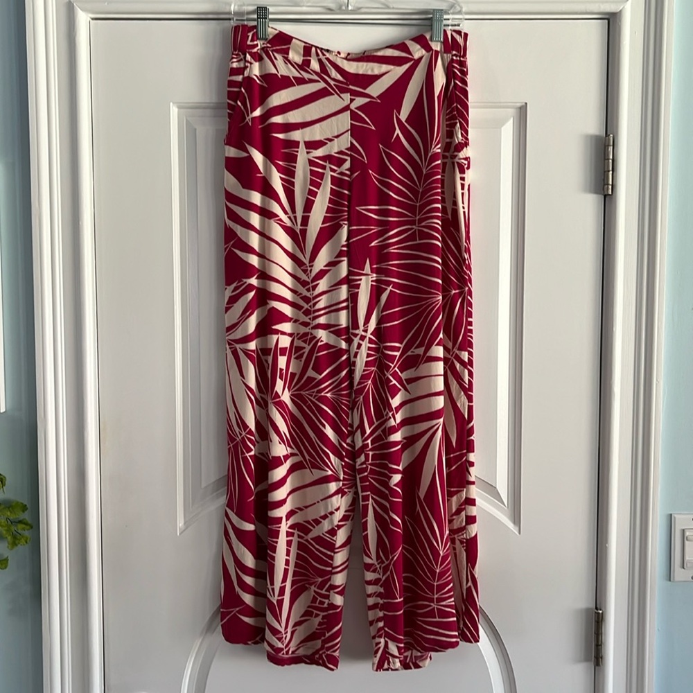ROXY Wide Leg Tropical Leaf Pants EUC